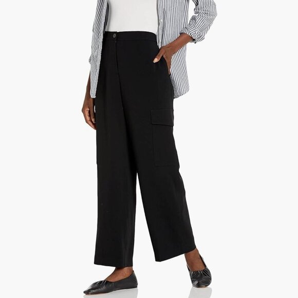 Theory Pants - Theory flat front cargo straight leg black pants sz 00